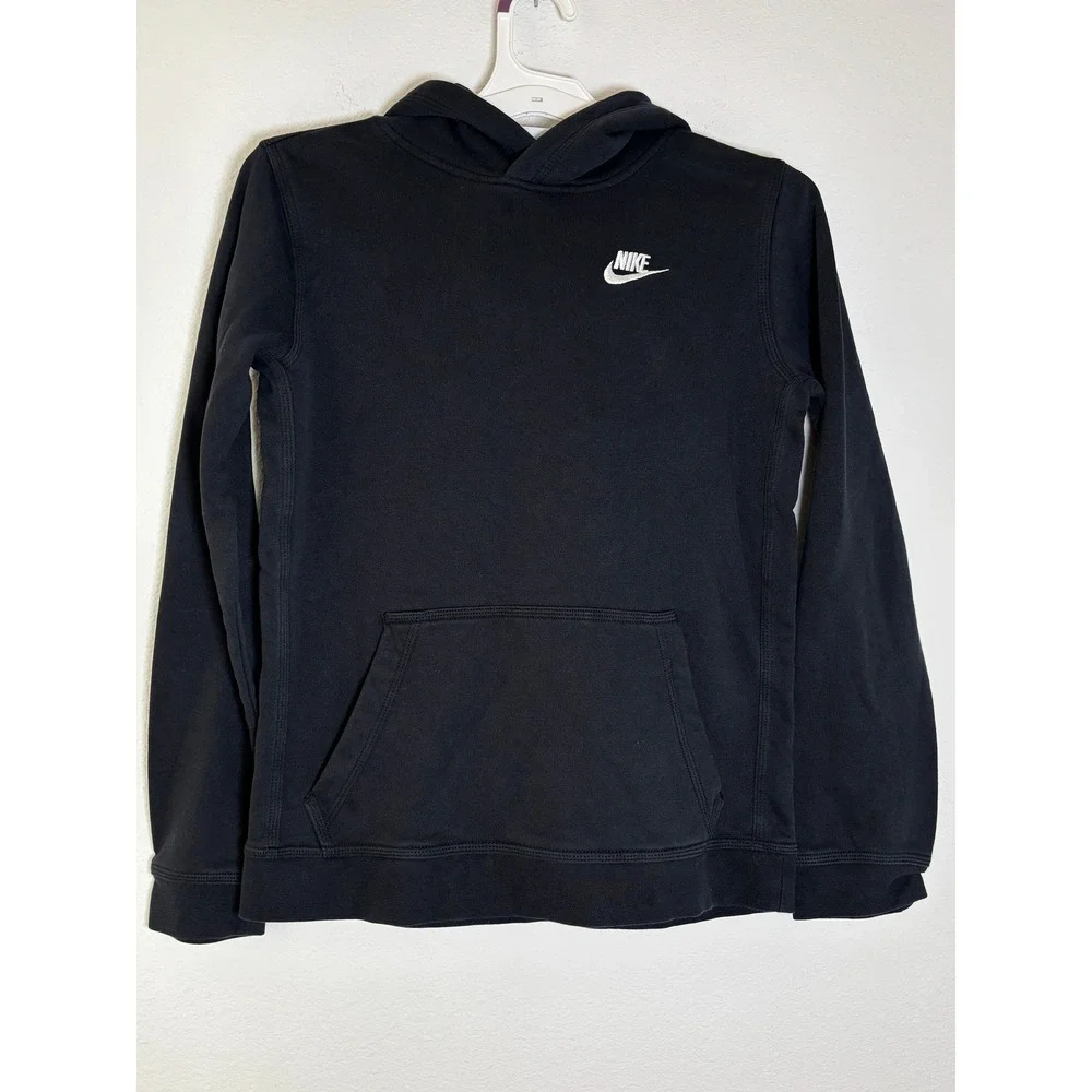 Nike Boys XL Black Fleece Pullover Hoodie Sportswear Futura Logo‎ Sweatshirt